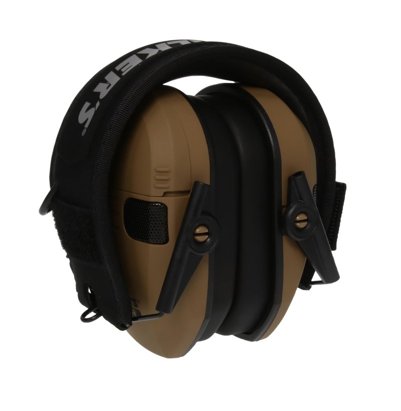 Walker's Razor Slim Electronic Earmuffs Ultra Low Profile Compact Design Adjustable Range Shooting Hunting Hearing Protection, Battle Brown - Patriot Series