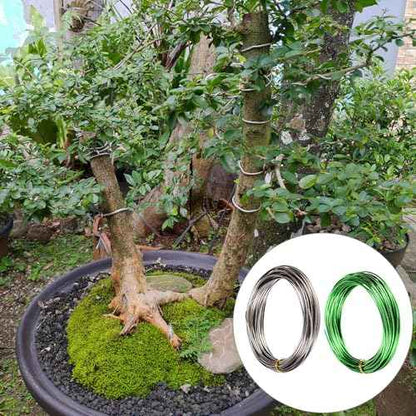 QWORK Bonsai Training Wire with Wire Cutter - 5 Rolls, Total 164 Feet Aluminum Wire 1/1.5/2.0 mm