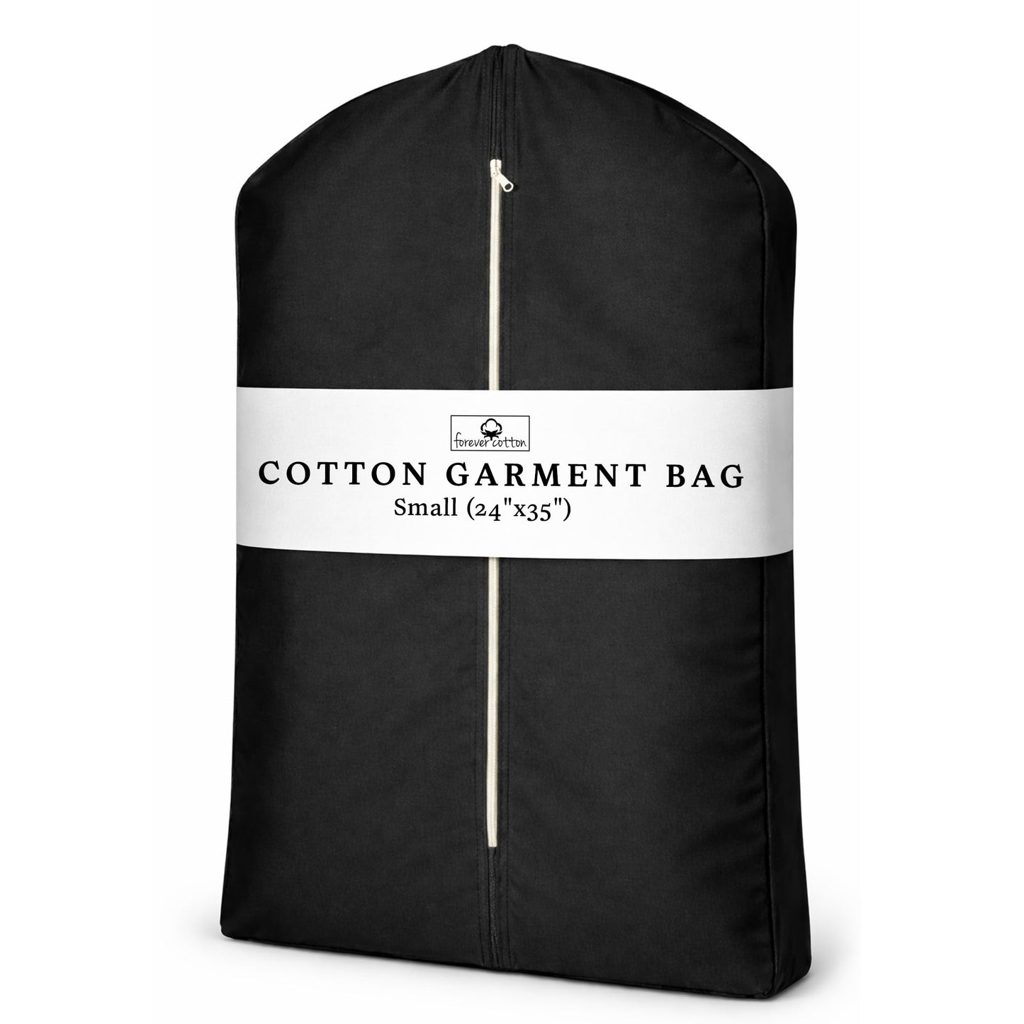 Forever Cotton Premium 100% Cotton Garment Bags – 35" Black Canvas Suit Cover with YKK Zipper – Breathable, Dust-Proof Storage for Suits, Coats, Dresses, Jackets & Travel/Closet Use