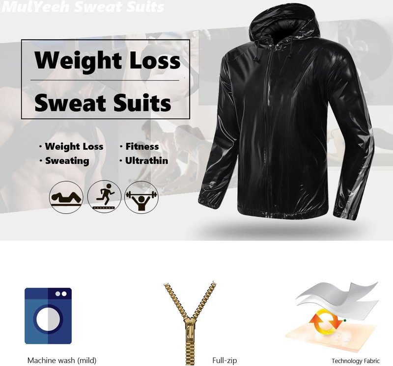 Weight Loss Sauna Suit - Heavy Duty Full-Zip Fitness Sweat Suit for Men & Women | Anti-Rip, Hooded Design
