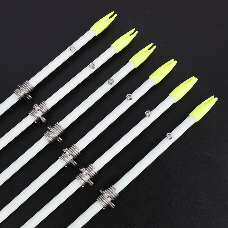 ZSHJGJR 34" Bowfishing Arrows Solid Fiberglass Shaft with Removable Broadheads for Compound & Recurve Bows& Long Bows Fishing Arrow Archery and Hunting 3/6Pack (6, Short Tip)