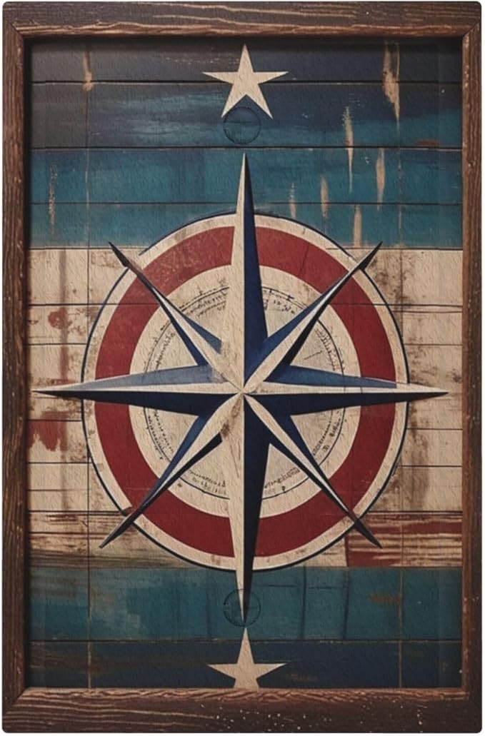 Decorative Art Light Switch Covers Nautical Rustic Star Emblem 1 Gang No Device Blank Switchplate Electrical Faceplate for Home Decor