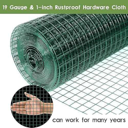 Tongmo 48" x 50' Green Chicken Wire Fencing, 19 Gauge Green Wire Fence, 1"x1" Mesh Size Metal Welded Wire Garden Fence Roll, Poultry Netting for Rabbit/Duck/Chicken