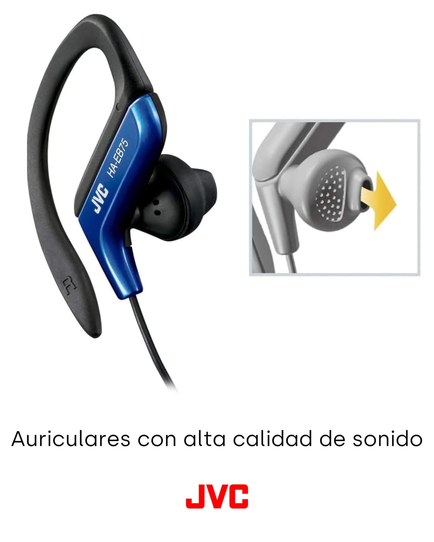 JVC, HA-EB75-AN-U Adjustable Sport Clip Earphones (Blue)