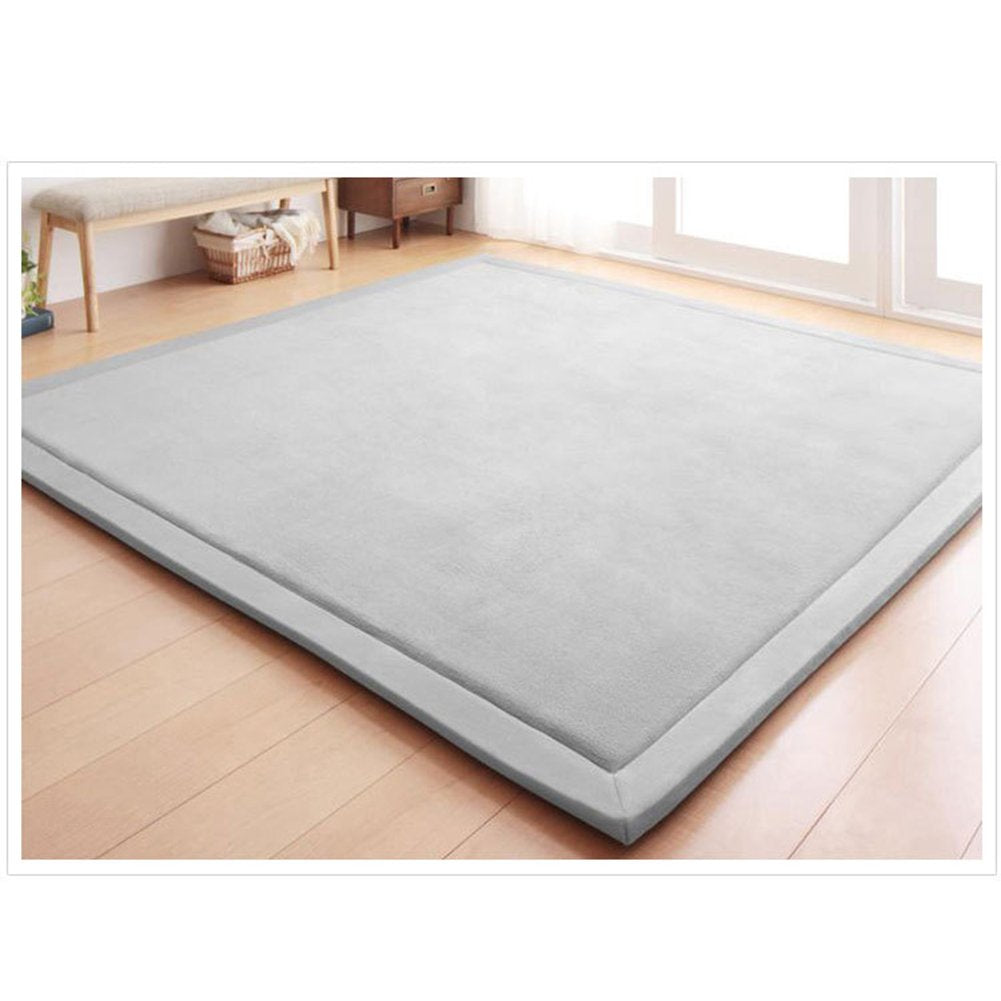 Loartee Thick Coral Velvet Rug - Area Rugs(6'7"x7'10", Gray) for Play Mat Yoga Mat Exercise Pads Carpet