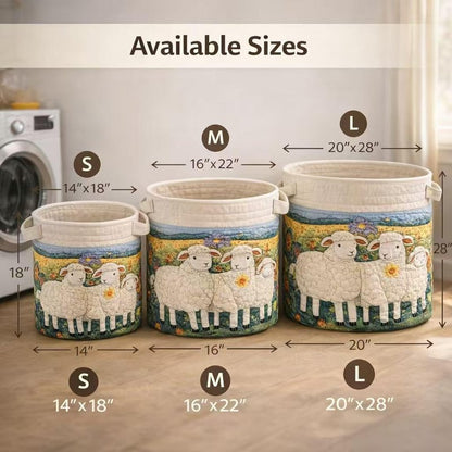 Quilted Laundry Basket With Handles,boho fabric storage basket,multi-functional clothes storage basket，Lightweight and foldable design (Style D, L：20in*28in)