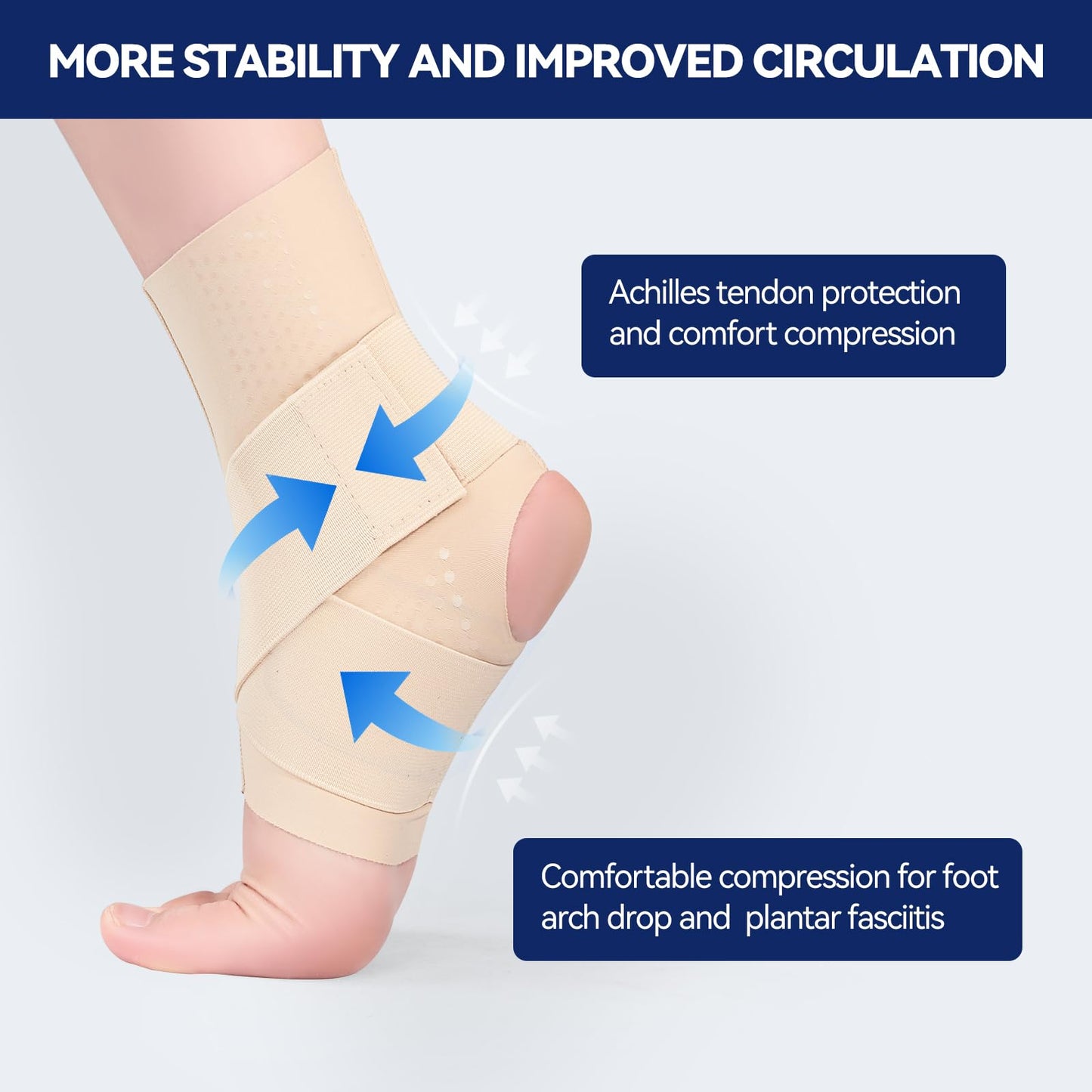 JOMVD Elastic Ankle Brace for Women&Men - Thin Lightweight Silky Compression Sleeves with Wraps for Plantar Fasciitis Sprained Ankle Injury Relief, Sports, X-Large
