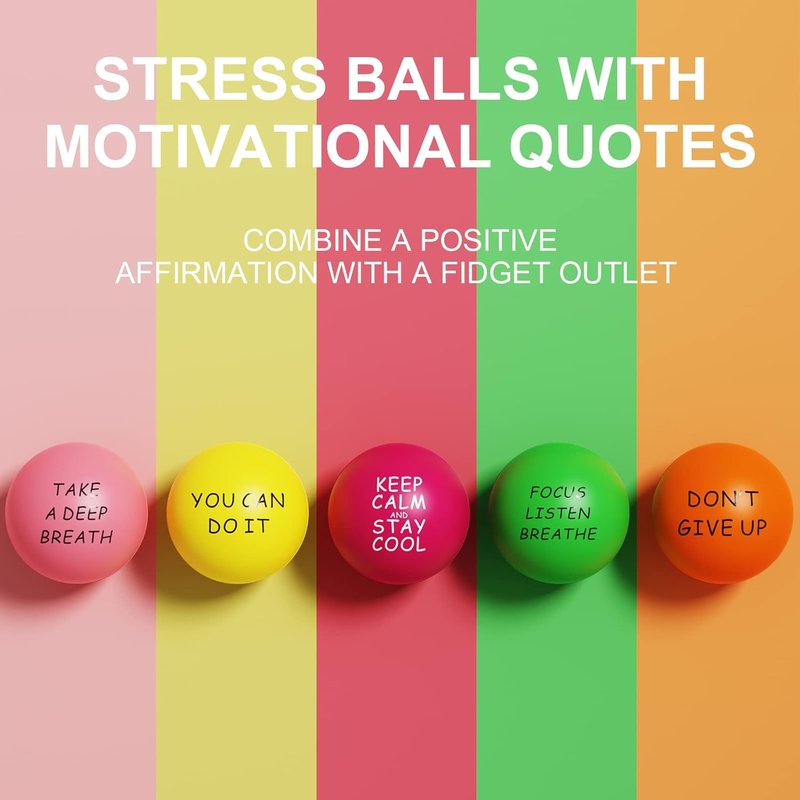 Stress Relief Balls - Lumarice Motivational Stress Balls for Kids & Adults | 5-Pack Hand Exercise Balls to Relieve Anxiety