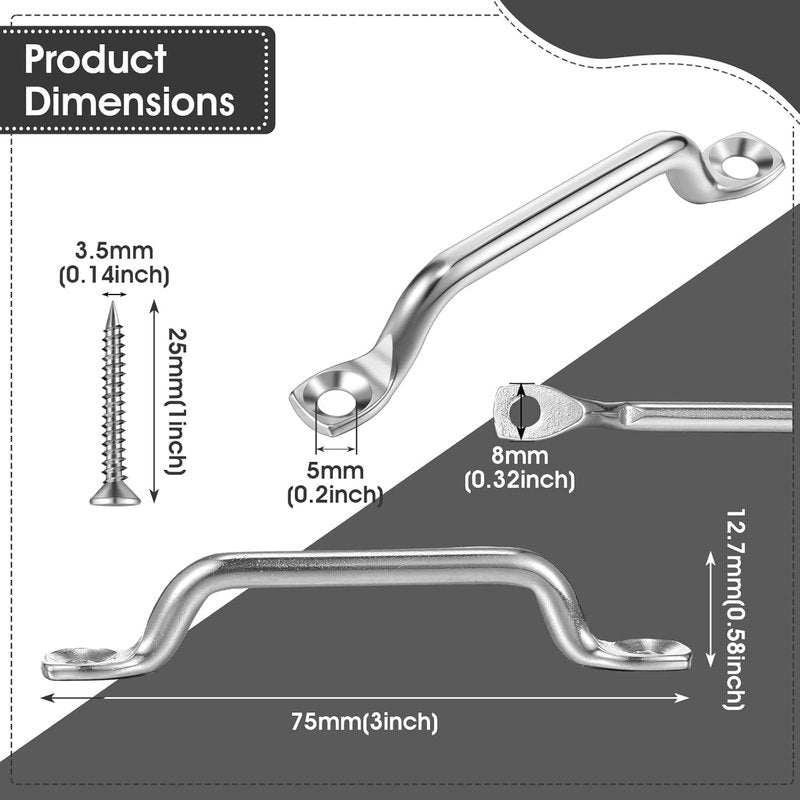 Bimini Top Strap Footman Loop Pad Eye - 316 Stainless Steel | 20/40 Pcs with Screws for Kayak, Boat, Canoe Rigging