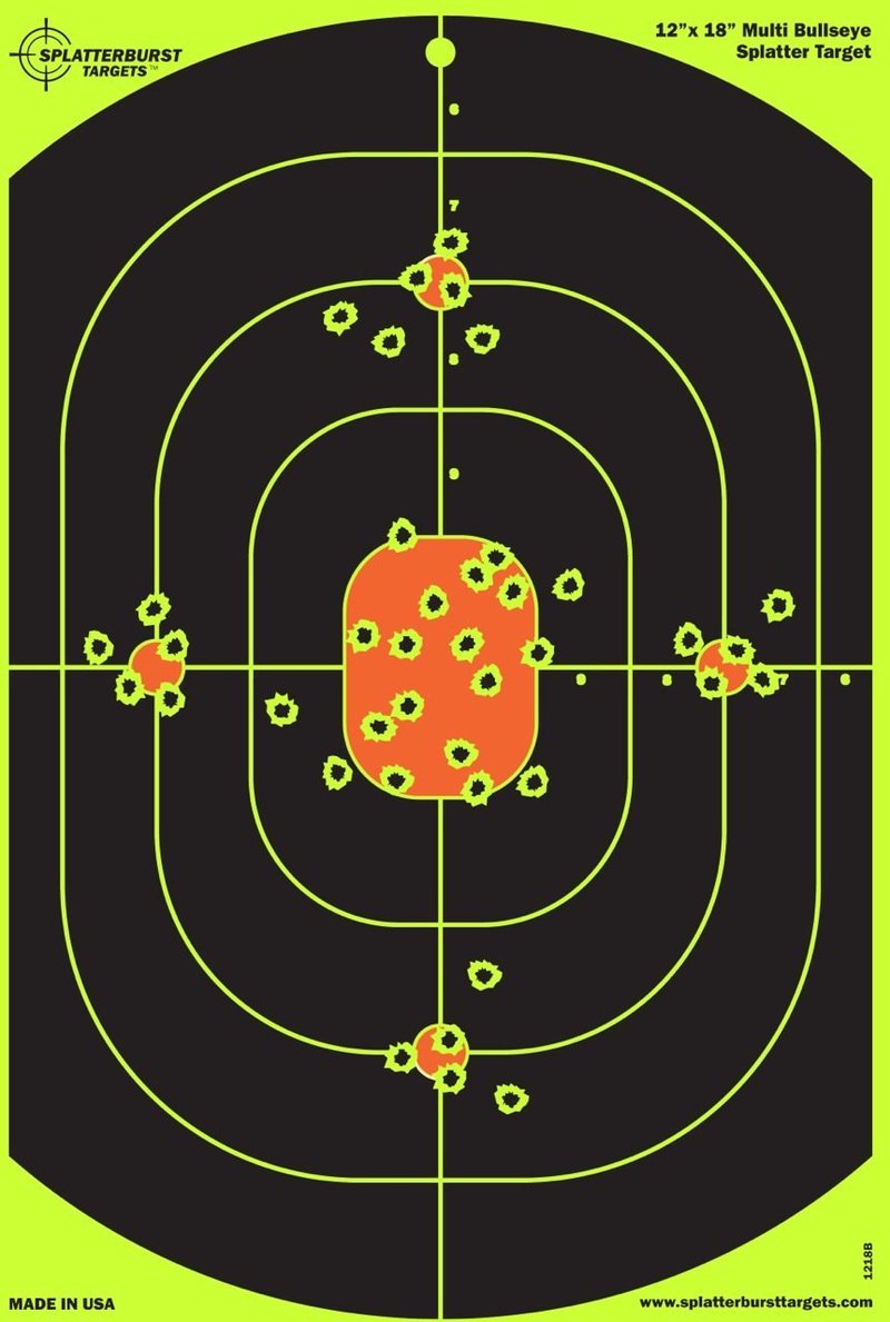 Splatterburst Targets - 12 x 18 inch Bullseye Splatter Target - Easily See Your Shots Burst Bright Fluorescent Yellow Upon Impact - Made in USA Made in The USA (25 Pack)