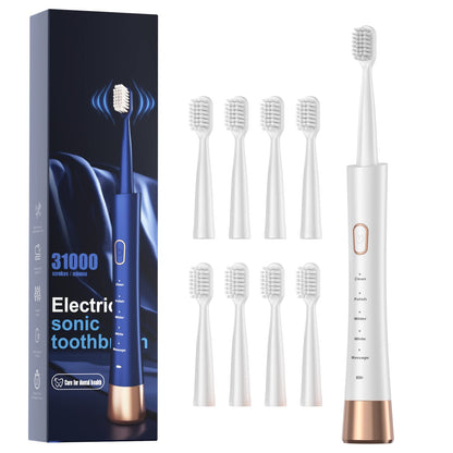 Sonic Electric Toothbrush for Adults, USB Rechargeable Sonic Toothbrush with 8 Brush Heads, Smart Timer, 5 Modes, 2-Hour Fast Charge Last 30 Days, Pink