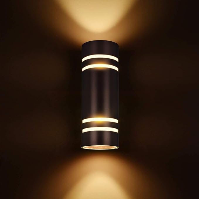 Outdoor Wall Lights Exterior, Modern Outside Sconce Wall Lighting, Exterior Light Fixture Wall Mount Oil Bronze Cylinder, Up Down Outdoor Lights for Garage, House, Porch