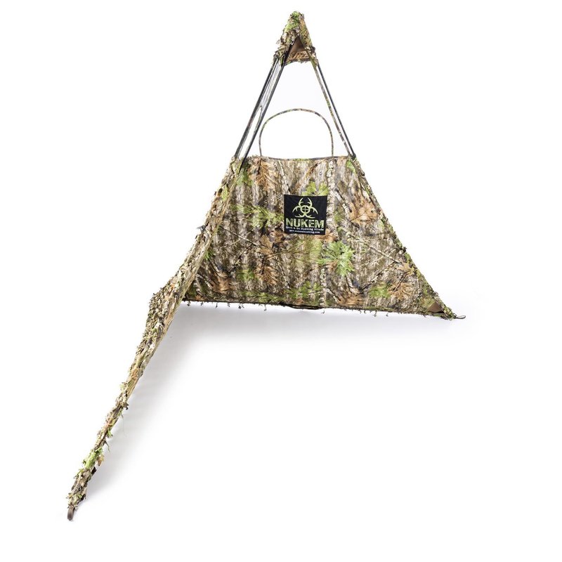 Nukem Grab & Go Hunting Ground Blind - Mossy Oak Obsession 3D Leafy - Lightweight Stake-Free Pop Up Turkey & Deer Blind (X-Large)