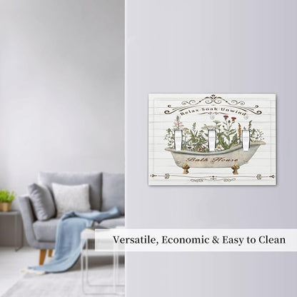 Rustic Farmhouse Wooden Board Botanical Flower 3 Gang Wall Plates Decorative Triple Toggle Light Switch Cover Electrical Switchplate Unused Decorate Faceplate for Bathroom Home