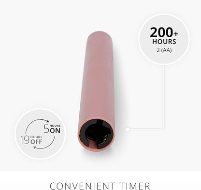 Luminara Flameless Candle Taper (1" x 9.5") Melted Top Real Wax Unscented Remote Ready Timer (Blooming Mauve)