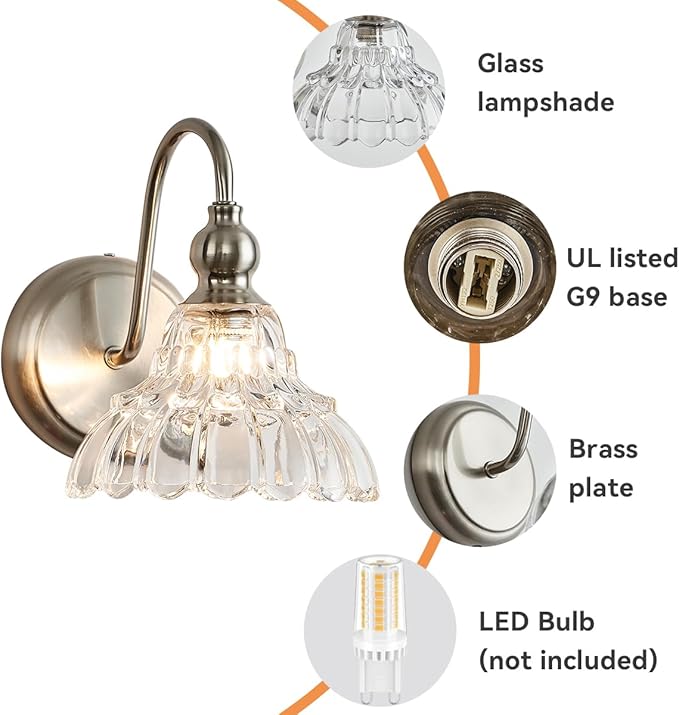 Brushed Nickel Wall Sconces Bathroom Wall Light Fixtures Modern Vanity Lights for Bathroom Bedroom