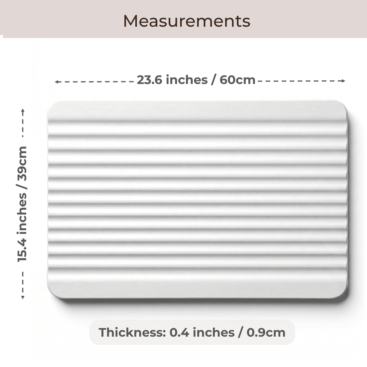 Maison Zozo Stone Bath Mat Diatomaceous Earth Shower Mat Non-Slip Ultra Absorbent Durable Stone Mats for Bathroom/Kitchen Fast-Drying Modern Design Easy to Clean (24''*16'' White)