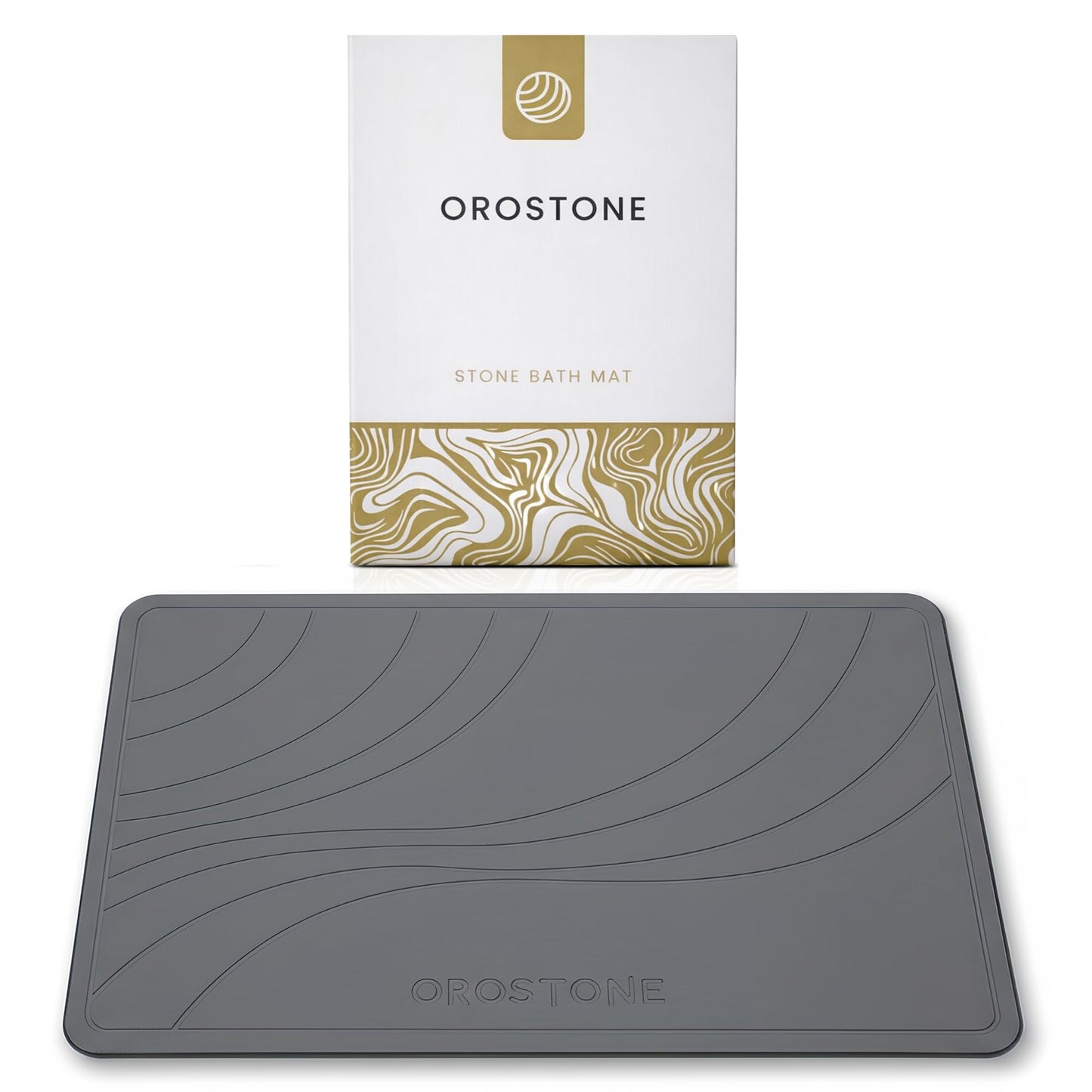 OROSTONE Stone Bath Mat – Diatomaceous Earth, Quick Dry & Super Absorbent, Non-Slip Base, Modern Minimalist Bathroom Mat, Luxury Shower Floor Mat for Bathroom (24x16”)