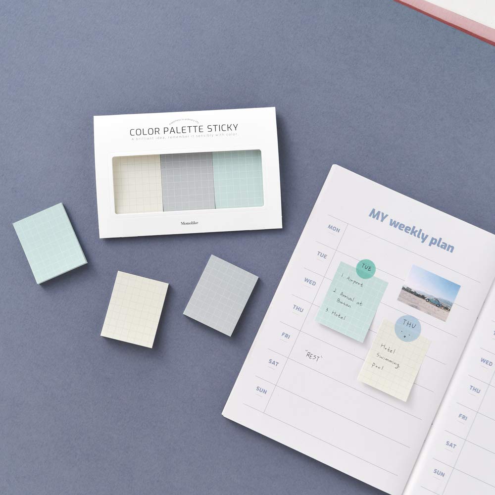 Monolike Color Palette Sticky Grid 300 D Set 4p - Self-Adhesive Memo Pad 30 Sheets