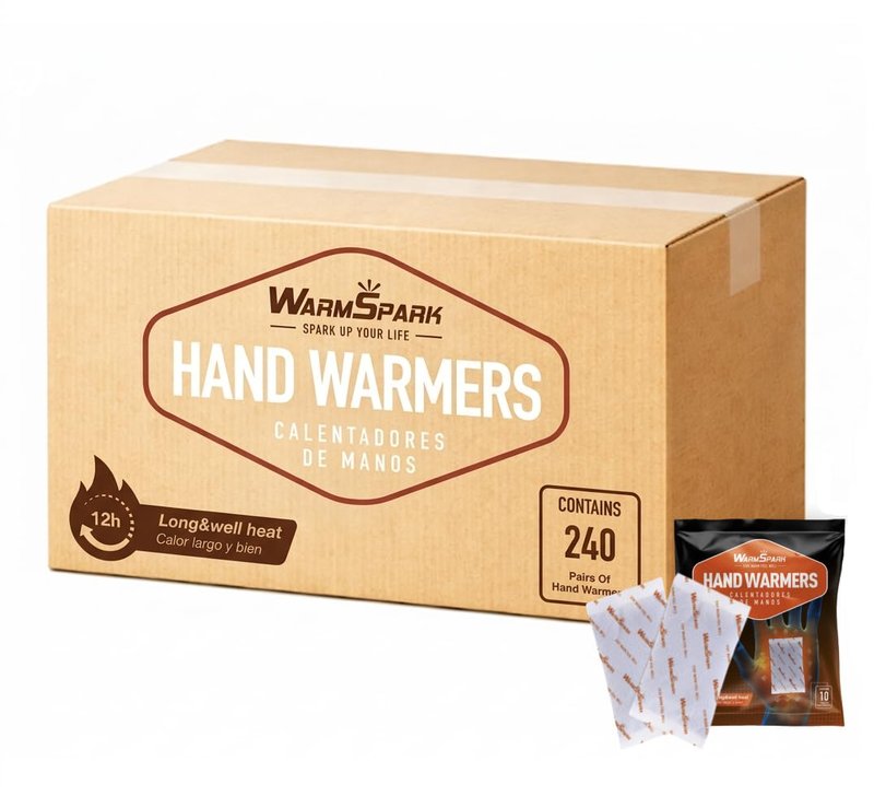 Hand Warmers Bulk - 240 Paris - Long-Lasting Up to 12 Hours for Warm Body, Safe Portable Hand Warmers for Hand & Foot, Heater for Camping, Fishing (6 Boxs)