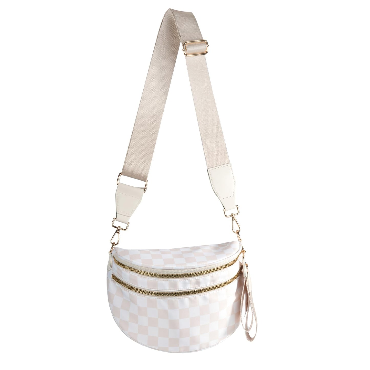 Nylon Crossbody Bags Bum Bag for Women Large Sling Bag Purse with Adjustable Strap（Black）