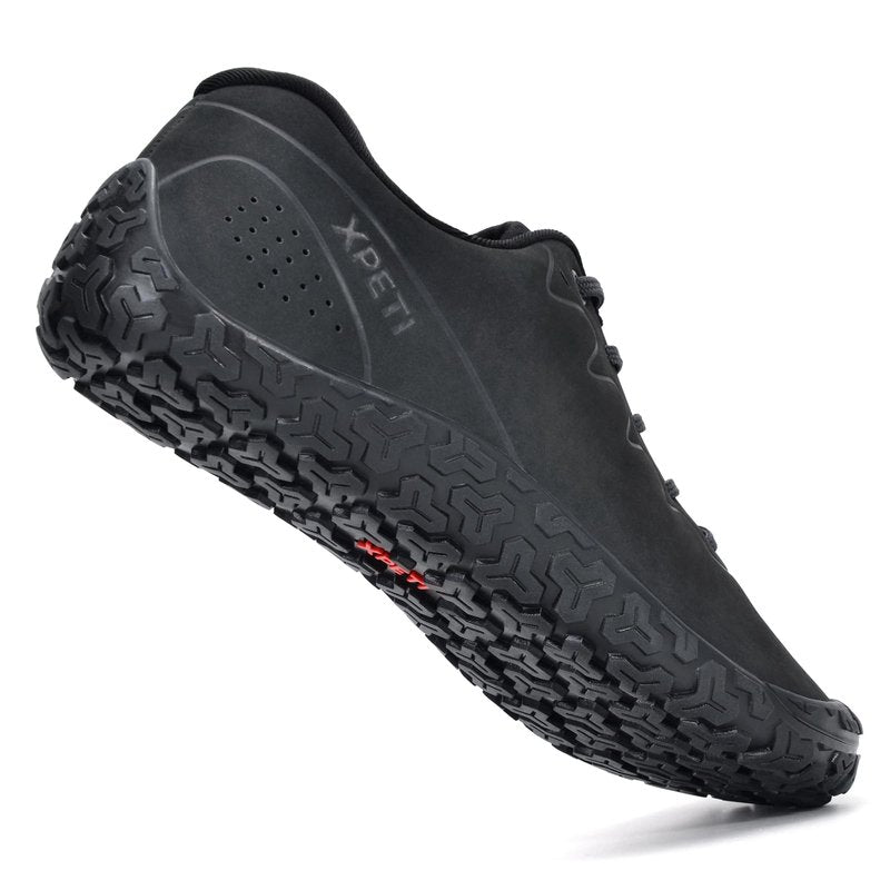 XPETI Men's Zen Trail Running Shoes | Wide Toe Box & Non-Slip Sole | Lightweight Breathable Mesh | for Hiking/Cross Training/Gym,Carbon Black 6.5