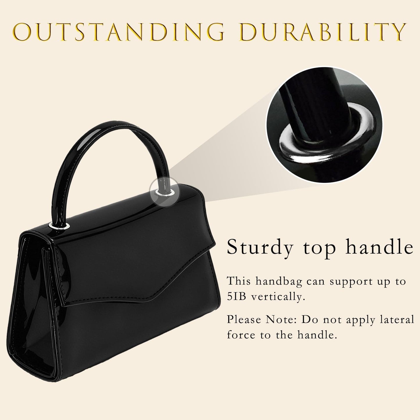 BYWAUQI Evening Clutch Purses for Women Patent Leather Purse Black Clutch for Formal Prom Wedding Party Brida Cocktail(Black)