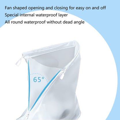 Rain Boot Waterproof Shoes Covers, Sand Control Non-Slip Shoe Cover Galoshes, PVC Rubber Sole Reusable Rain Snow Boots Overshoes for Cycling Outdoor Camping Fishing Garden Travel (XXL, Transparent)
