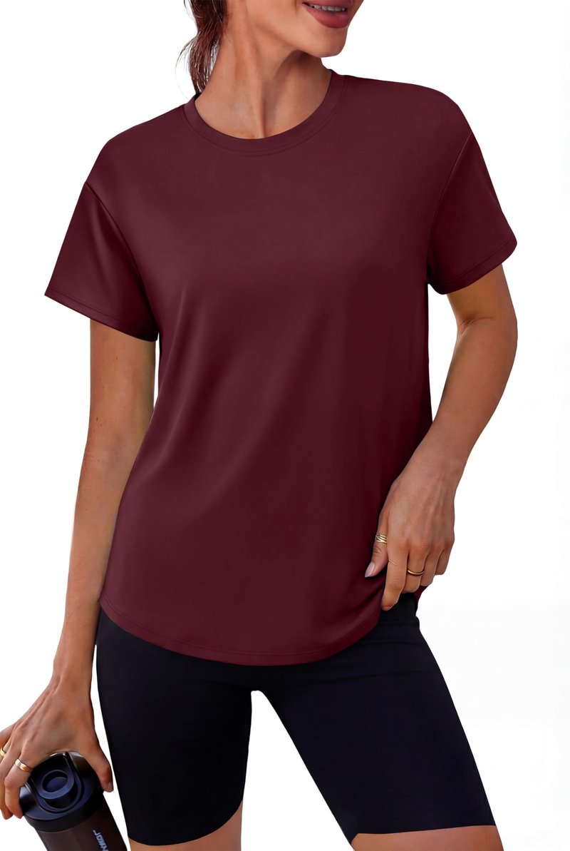 Alaroo Workout Tops for Women Short Sleeve T-Shirts Loose Fit Shirts Fitness Clothing Pilates Summer Tops 2026 Lightweight Red M