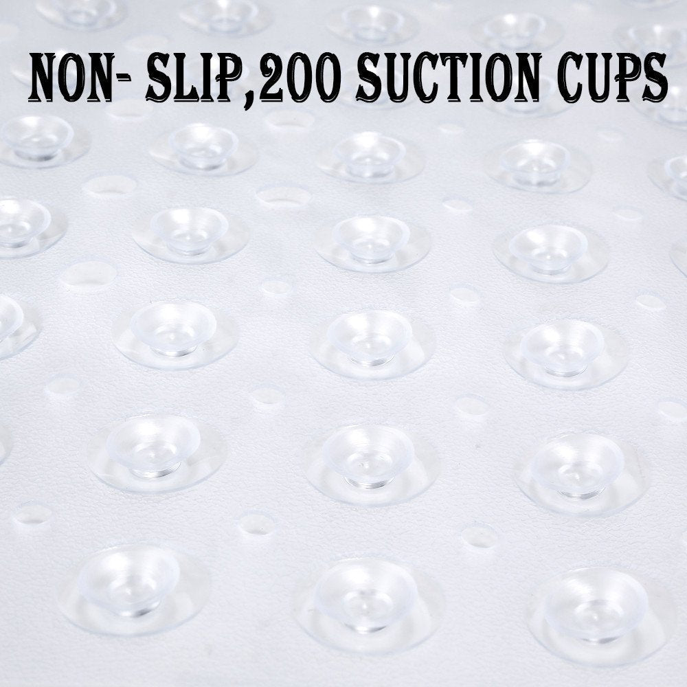 YINENN Bath and Shower Safety Mats 40x16 inch, Non Slip with Suction Cups for Bathroom Stall and Tub Floor, Extra Large and Machine Washable, Drain Holes Keep Bathtub Clean, Clear