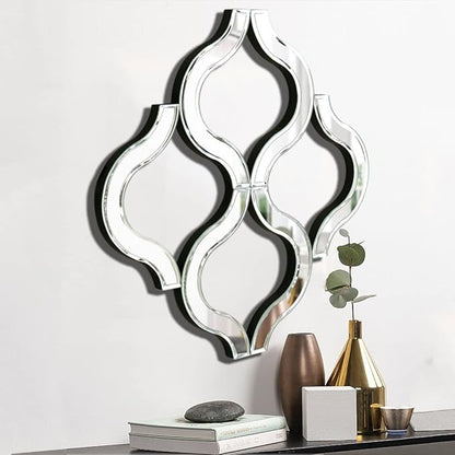 DMDFIRST Arc-Shaped Wall Mirror, Silver, 14.75'x14.75', Modern Fashion Decor, Unframed, Beveled Edge