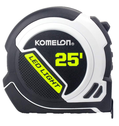 Komelon LED Light Tape Measure, White/Black - 25ft. - 25LED
