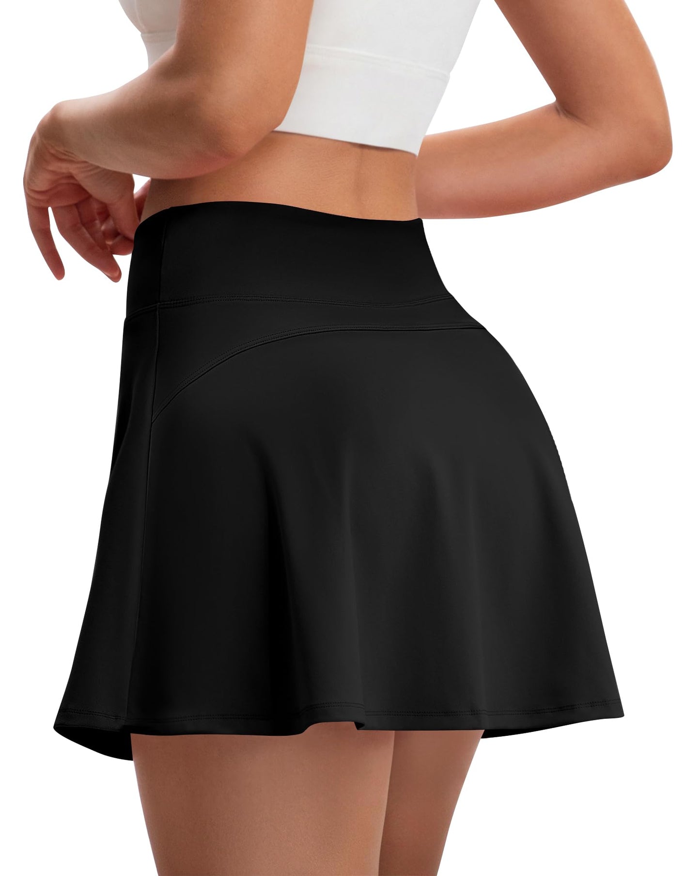 DLOODA Skorts for Woman, Tennis Skirt with Pockets Shorts Golf Skort High Waisted Athletic Skirts Workout Pickleball Black