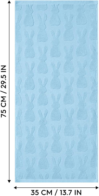 Artoid Mode 2 Pcs Light Blue 3D Rabbit Jacquard Easter Hand Towels