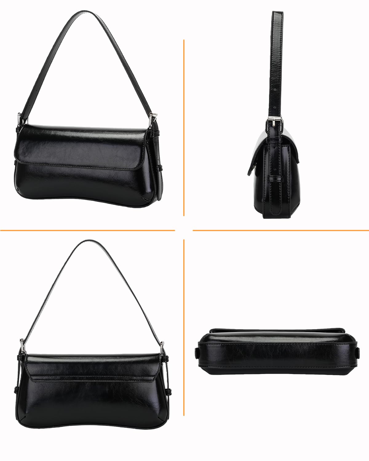 Herald Small Shoulder Bag for Women, Cute Going Out Purse Trendy Mini Clutch Hobo Handbag with Adjustable Strap (Black)