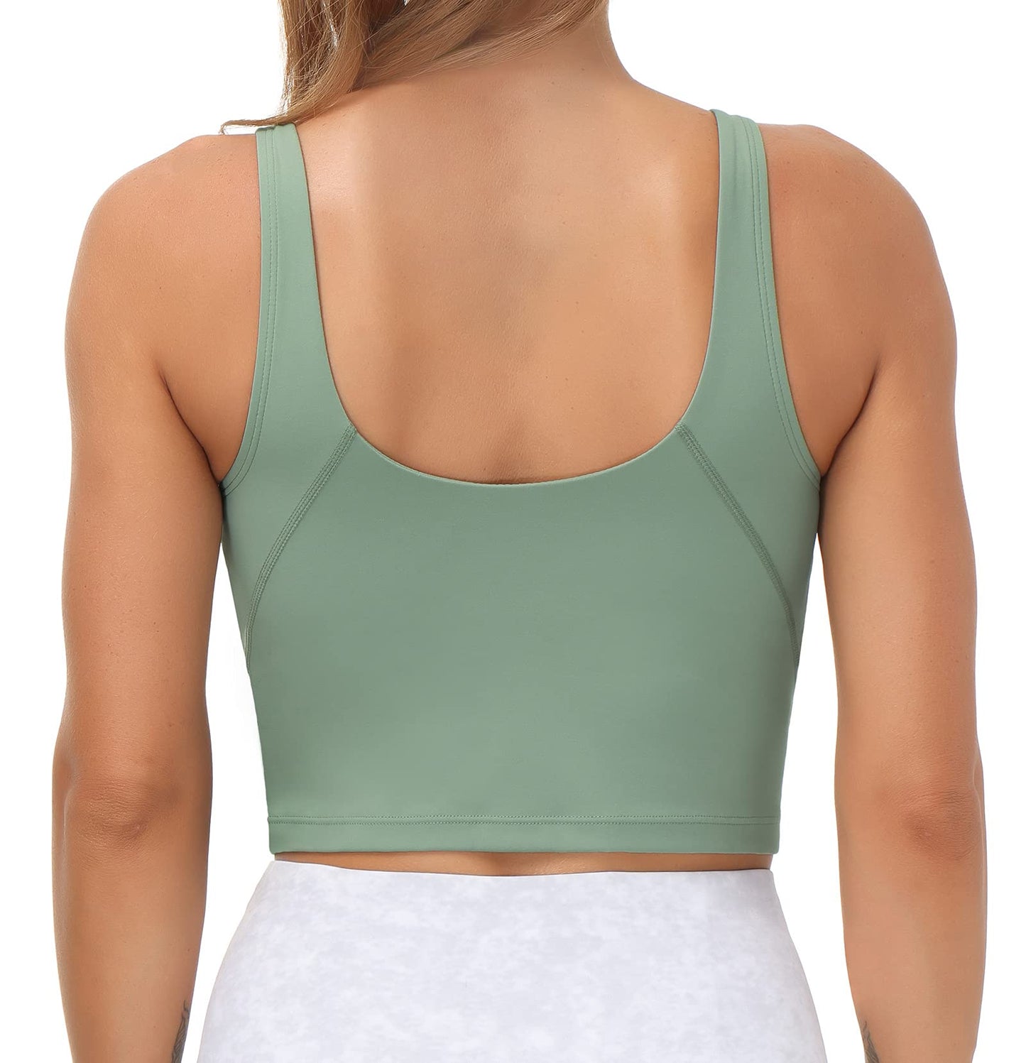Women’s Longline Sports Bra Wirefree Padded Medium Support Yoga Bras Gym Running Workout Tank Tops (Jasmine Green, Small, s)