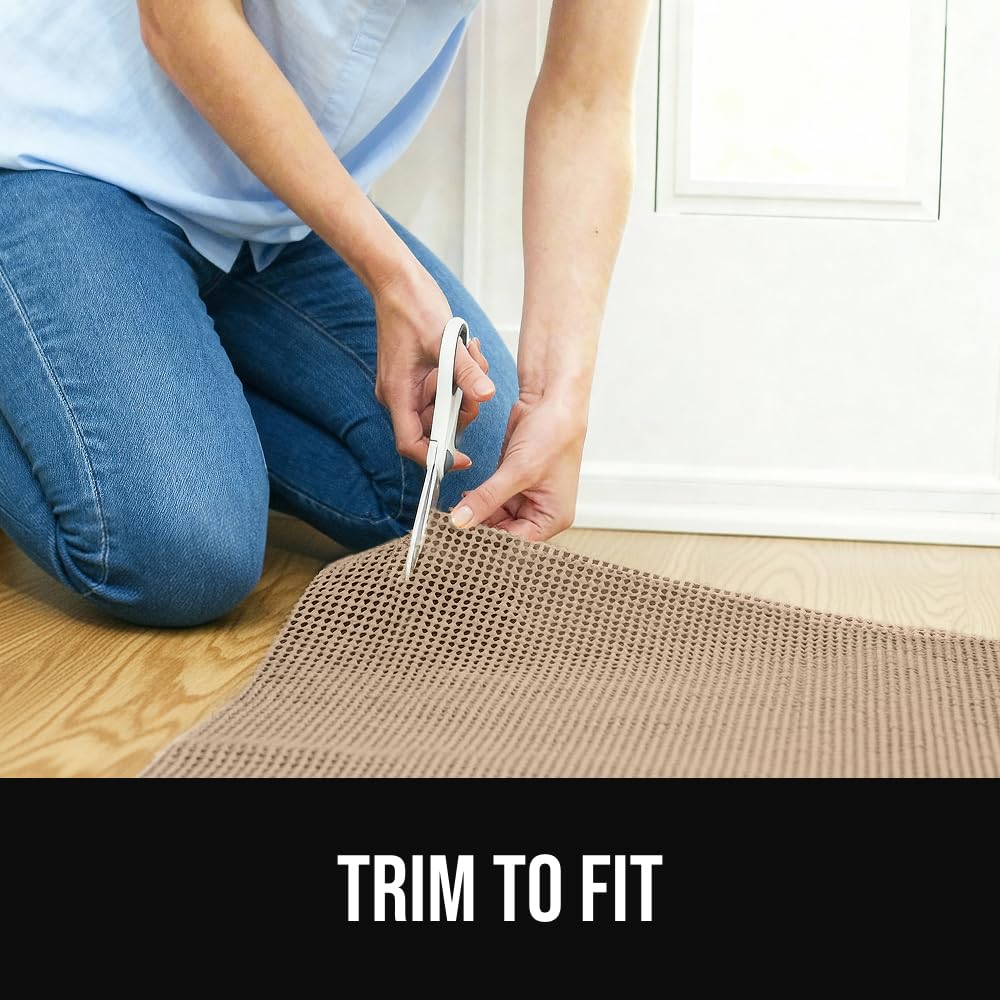 GORILLA GRIP® Premium Dual Sided Thick 2x6 Rug Gripper Pad for Hardwood Floors, Breathable Slip Resistant Pad Grips Under Carpet Area Rugs for Hard Surface Floor Protection, Easy Trim Mats, Beige