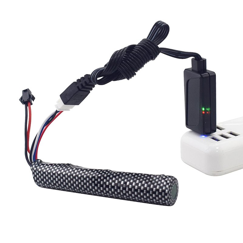 MOONZON 3S 11.1V 2000mAh Li-ion Battery with SM-2P Plug Connector Whith Adapter and USB Charging Cable, Suitable for Airsoft Gel Water Droplet Blaster Air Gun Gel Ball Shock Wave Spare Battery