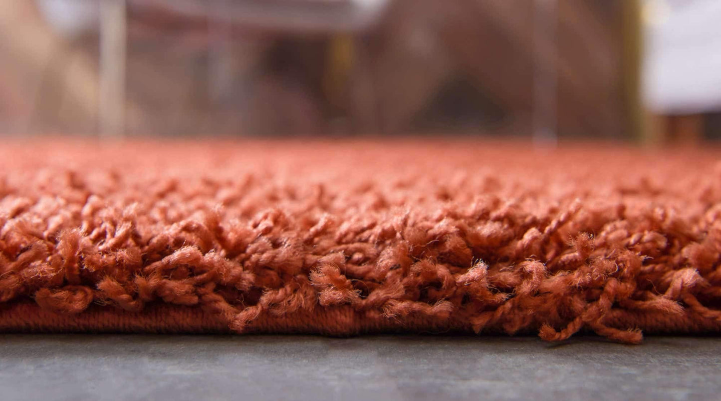 Unique Loom Solid Shag Collection Area Rug (4' 1" x 6' 1" Rectangle, Terracotta)