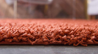 Unique Loom Solid Shag Collection Area Rug (4' 1" x 6' 1" Rectangle, Terracotta)