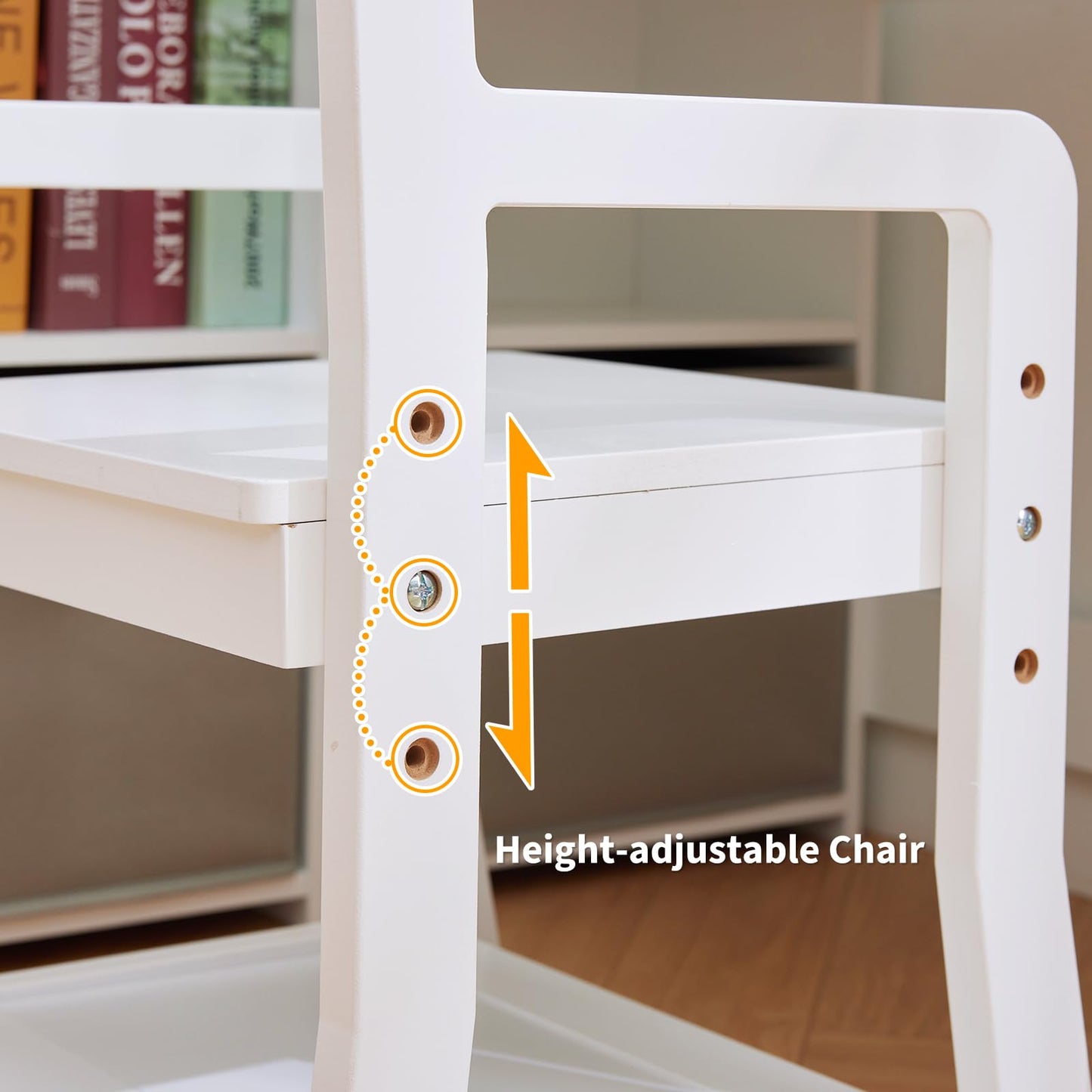 Garvee Kids Desk and Chair Set, Study Desk for Boys and Girl, Wooden Kids Writing Table with Cloth Drawers and Pen Holder