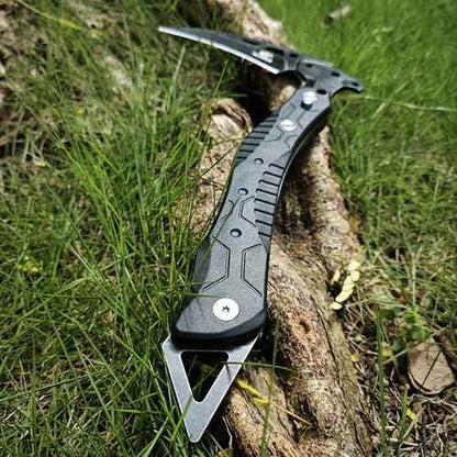 Folding Sickle Knife With Sheath, Quick Release Tactical Survival Tool with Safety Lock,Glass Breaker, Portable Outdoor Garden Pruning Tool