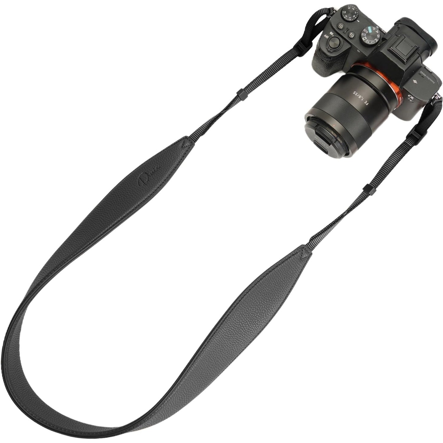 Divvia 1.8”Wide Camera Strap, Fashionable PU Leather Camera Strap for Sony/Nikon/Canon/Minolta/Panasonic/SLR/DSLR Cameras (Black, 1.8 inch)