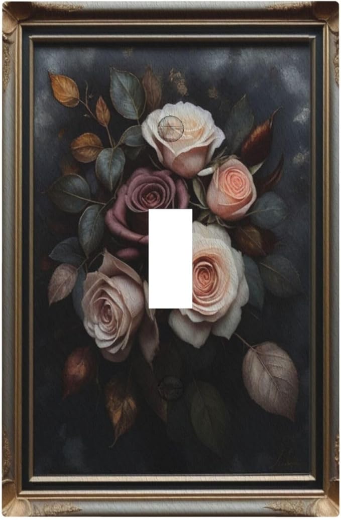 Decorative Art Light Switch Covers Elegant Rose Bouquet Art Single Toggle Wall Plate Decorative Switchcover Electrical Switchplate for Home Decor