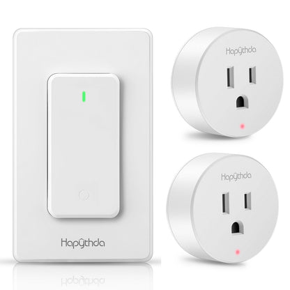 Remote Control Outlet, Buckle Design Removable Wireless Wall Mounted Light Switch, 300 ft 15A 1500W, No Wiring Electrical Remote Outlet for Appliance