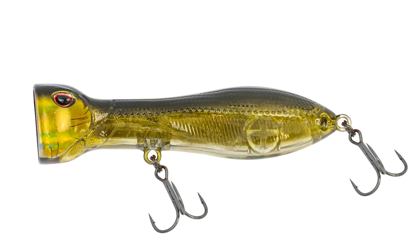 Nomad Design Chug Norris 72 Topwater Popper Lure – 3" - 3/8oz Floating Autotune Plug for Freshwater & Saltwater, Hickory Ghost
