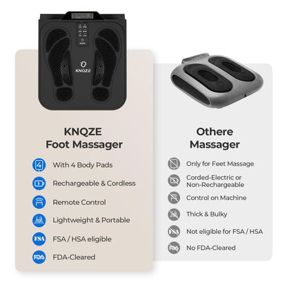 KNQZE Foot Massager for Neuropathy, Rechargeable TENS EMS Foot Nerve Circulation Stimulator with 10 Modes 50 Intensities, 4 Body Pads, Relieve Cramps, Plantar Fasciitis, Gifts for Mom Dad