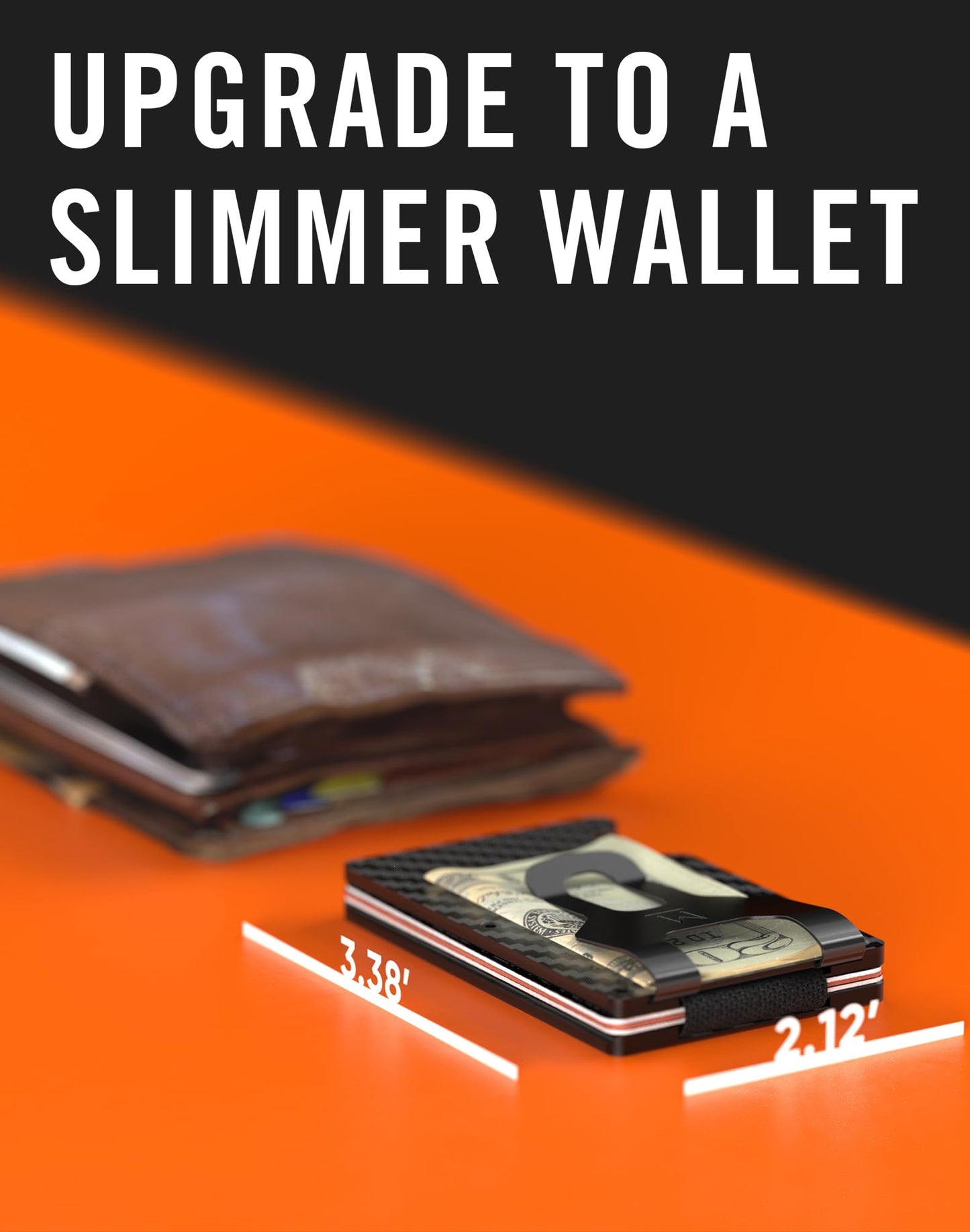 Minimalist Wallet for Men, RFID Blocking with Money Clip, Card Holder, Front Pocket Design, Slim Wallet, Carbon Fiber