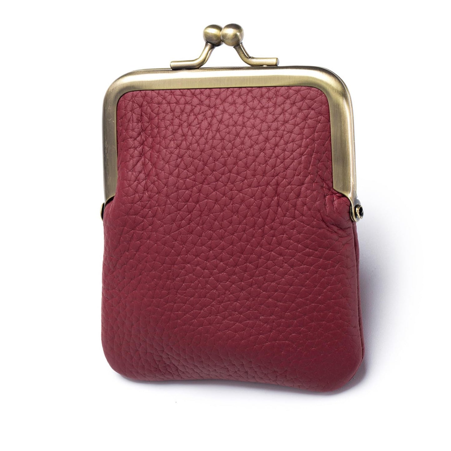 Yurtziru 1Pcs Vintage Coin Purse Kissing Lock Wallet Coin Organizer Buckle Kissing Lock Coin Purse Leather Coin Clip for Men & Women (Burgundy)