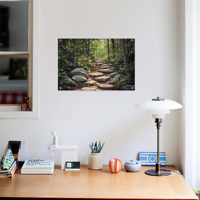 Yesad Nature Wall Art, Forest Path Landscape Wall Decor, Modern Farmhouse Canvas Art Abstract Botanical Canvas Décor Home Decorations for Living Room Bedroom (Unframed,24”x16”, Path)